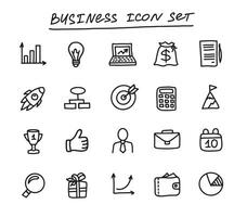 företag översikt vektor ikoner uppsättning för förvaltning, finansiera, strategi, marknadsföring. hand dragen klotter illustration på vit bakgrund för mobil begrepp och webb appar