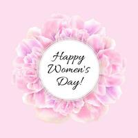modern blommig vektor hälsning kort med rosa blommar för 8 Mars. baner för de internationell kvinnors dag. vektor illustration