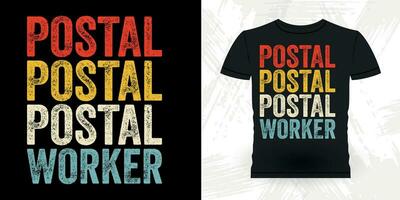 rolig brevbärare post retro årgång post arbetstagare t-shirt design vektor