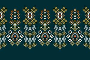 ethnisch geometrisch Stoff Muster Kreuz Stich.ikat Stickerei ethnisch orientalisch Pixel Muster Blau Hintergrund. abstrakt, vektor, illustration. Textur, Kleidung, Rahmen, Dekoration, Motive, Seide Hintergrund. vektor