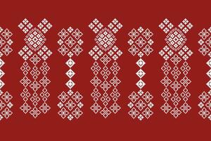 ethnisch geometrisch Stoff Muster Kreuz Stich.ikat Stickerei ethnisch orientalisch Pixel Muster rot Hintergrund. abstrakt, vektor, illustration. Textur, Kleidung, Rahmen, Dekoration, Motive, Seide Hintergrund. vektor