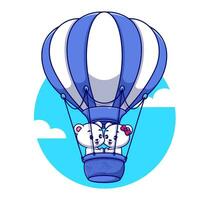 söt polär Björn par flytande med de luft ballonger vektor ikon illustration