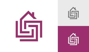 abstrakt geometrisch Haus Innere Logo Design vektor