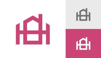 brev dh eller hd första monogram med hus form logotyp design vektor