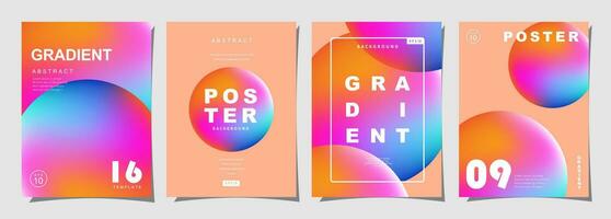 einstellen von kreativ Abdeckungen oder Plakate Konzept im modern minimal Stil zum korporativ Identität, Marke, Sozial Medien Werbung, Werbeaktion. Kreis Design Vorlage mit dynamisch Flüssigkeit Gradient. vektor