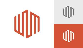 Brief wnm Initiale Hexagon Monogramm Logo Design Vektor