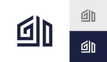 Brief gjd Initiale mit Haus Logo Design vektor
