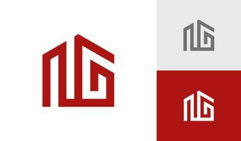 Brief ng Initiale Monogramm mit Haus gestalten Logo Design Vektor