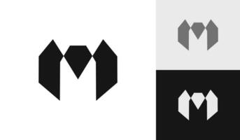 brev m första med diamant logotyp design vektor