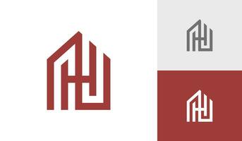 Brief nh oder hn Initiale Monogramm mit Haus gestalten Logo Design Vektor