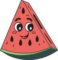 vattenmelon triangel skiva med ögon och mun vektor