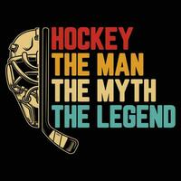 hockey de man de myt de legend t-shirt design ,hockey t-shirt design vektor