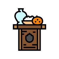 Shinsen Essen Angebot Schintoismus Farbe Symbol Vektor Illustration