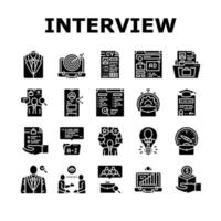 Interview Job Geschäft Mitarbeiter Symbole einstellen Vektor