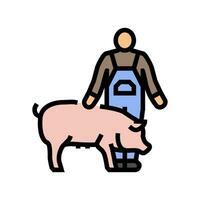Schwein Farmer Tier Farbe Symbol Vektor Illustration