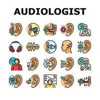 Audiologe Arzt Ohr taub Symbole einstellen Vektor