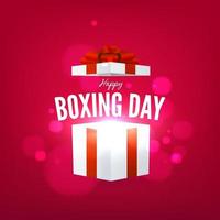 Happy Boxing Day mit offener Geschenkbox auf rotem Grund. vektor