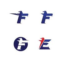 f och falk huvud logo svart vinge logotyp symbol för en professionell designer vektor