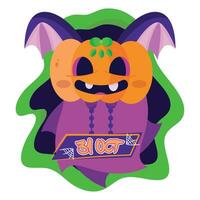 isoliert süß Schläger auf Kürbis Kostüm Halloween Poster Vektor Illustration
