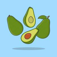 Avocado Karikatur Vektor Illustration. fallen geschnitten Avocado eben Symbol Umriss. fliegend Avocado