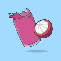 mangostan juice tecknad serie vektor illustration. färsk mangostan juice platt ikon översikt