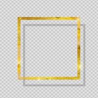 guldfärg glittrande texturerad ram på transparent bakgrund. vektor illustration