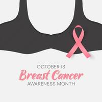 Brust Krebs Bewusstsein Monat Vektor Illustration, Sanft Rosa Band und Typografie, symbolisieren hoffen und Einheit, ermutigt hoffen und Unterstützung.