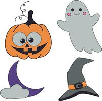 färgrik halloween ClipArt bunt i tecknad serie stil för barn och barn vektor