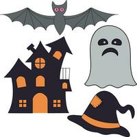 färgrik halloween ClipArt uppsättning i tecknad serie stil för barn och vuxna vektor