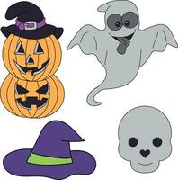 Halloween Clip Art einstellen im Karikatur Stil zum Kinder und Erwachsene vektor