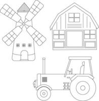 Gliederung bezaubernd Bauernhof Clip Art einstellen im Karikatur Stil zum Bauern und Kinder Wer Liebe Bauernhof Leben und Land Leben vektor