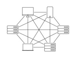 visualisering av de verkan av de internet webb 3.0. strukturera av servrar och enheter vektor