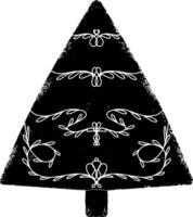 jul träd med blommig mönster i linocut stil. grafisk konst. vektor element för design