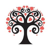 vektor hjärtan träd, kärlek träd med hjärta löv, kärlek träd design, valentines dag, älskande dag