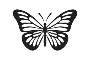 fjäril tatuering silhuett design, grafisk svart ikon av fjäril isolerat på vit bakgrund vektor