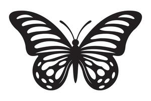 fjäril tatuering silhuett design, grafisk svart ikon av fjäril isolerat på vit bakgrund vektor