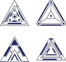 einstellen von Dreieck futuristisch hud rahmen, mit geometrisch Form. Vektor Illustration