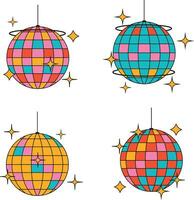 Disko Ball im retro 1970er Jahre Stil. isoliert auf Weiß Hintergrund. Vektor Illustration