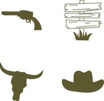 wild Westen Symbol Satz. eben Design. Vektor Illustration