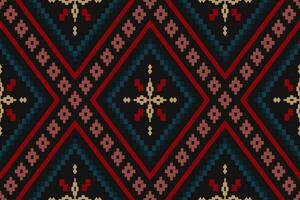 Kreuz Stich bunt geometrisch traditionell ethnisch Muster Ikat nahtlos Muster abstrakt Design zum Stoff drucken Stoff Kleid Teppich Vorhänge und Sarong aztekisch afrikanisch indisch indonesisch vektor