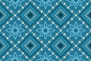 Indigo Marine Blau geometrisch traditionell ethnisch Muster Ikat nahtlos Muster Rand abstrakt Design zum Stoff drucken Stoff Kleid Teppich Vorhänge und Sarong aztekisch afrikanisch indisch indonesisch vektor