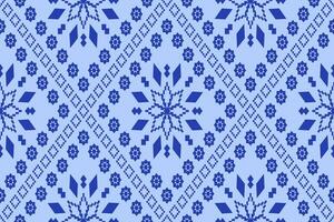 Indigo Marine Blau geometrisch traditionell ethnisch Muster Ikat nahtlos Muster Rand abstrakt Design zum Stoff drucken Stoff Kleid Teppich Vorhänge und Sarong aztekisch afrikanisch indisch indonesisch vektor