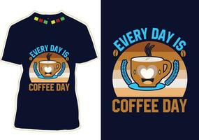 jeder Tag ist Kaffee Tag, International Kaffee Tag T-Shirt Design vektor