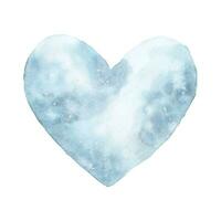 handmålad vattenfärg blå hjärta vektor