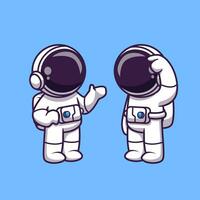 Astronauten reden Karikatur Vektor Symbol Illustration. Wissenschaft Technologie Symbol Konzept isoliert Prämie Vektor. eben Karikatur Stil