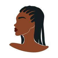 afro amerikanisch Frau Vektor Illustration Porträt. schön Mädchen dunkel Haut. lockig Haar