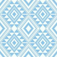 aztekisch Blau Weiss geometrisch Muster. aztekisch geometrisch gestalten nahtlos Muster Kreuz Stich Stil. ethnisch geometrisch Stich Muster verwenden zum Textil, Hintergrund, Kissen, Teppich, Teppich, Polster, usw vektor