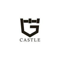 Brief G Schloss gestalten einfach geometrisch Logo Vektor