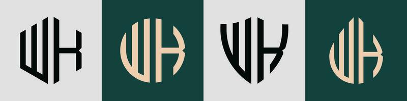 kreativ enkel första brev wk logotyp mönster bunt. vektor
