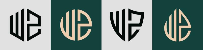 kreativ einfach Initiale Briefe wz Logo Designs bündeln. vektor